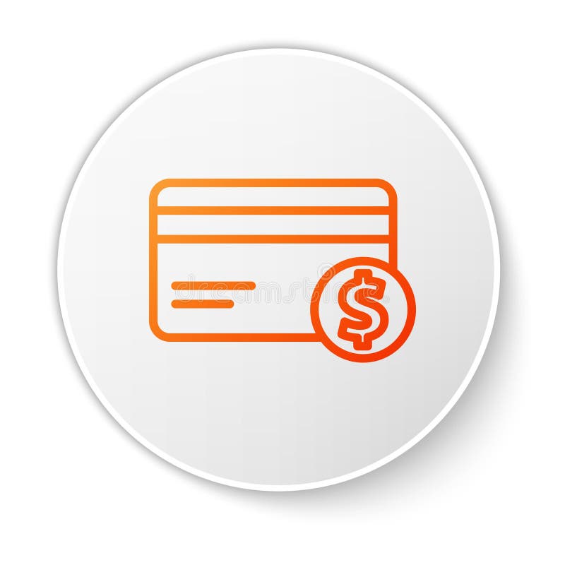 Orange Line Credit Card and Dollar Symbol Icon Isolated on White Background.  Online Payment. Cash Withdrawal Stock Vector - Illustration of button,  outline: 183256932