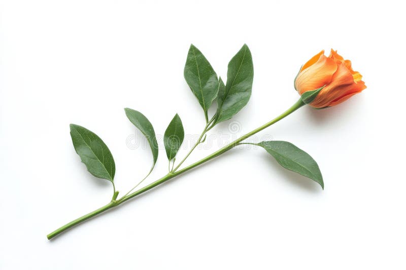 Orange Lisianthus Flower med gröna blad i vit bakgrund vektor illustrationer
