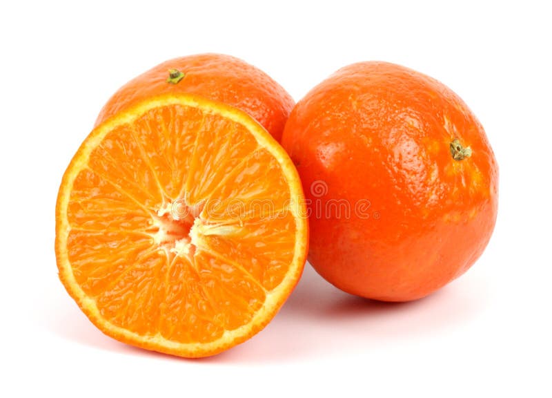 Orange Mandarin Or Tangerine Fruit Isolated On White Background Stock