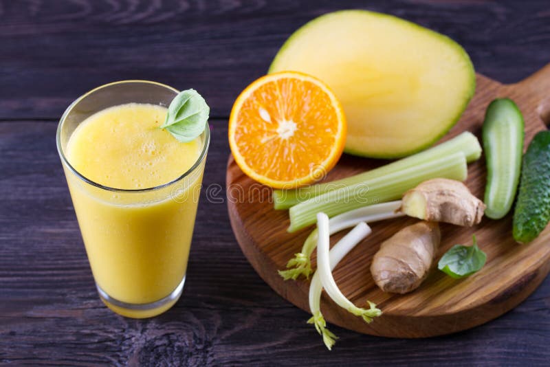 Orange Mango Ginger Smoothie. Fruit and Vegetable Smoothie Healthy