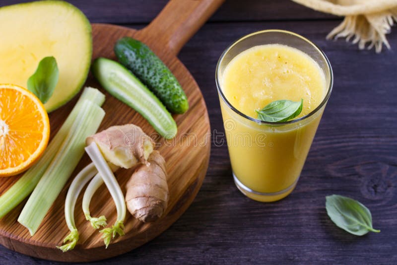 Orange Mango Ginger Smoothie. Fruit and Vegetable Smoothie Healthy