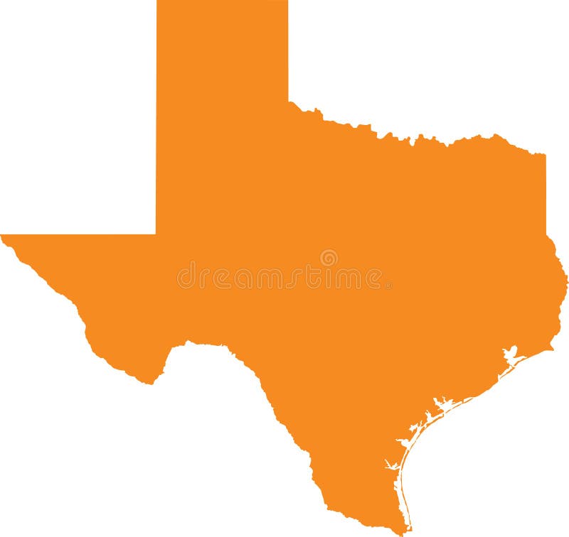 Orange Map of Texas Lone Star State Stock Vector Illustration of