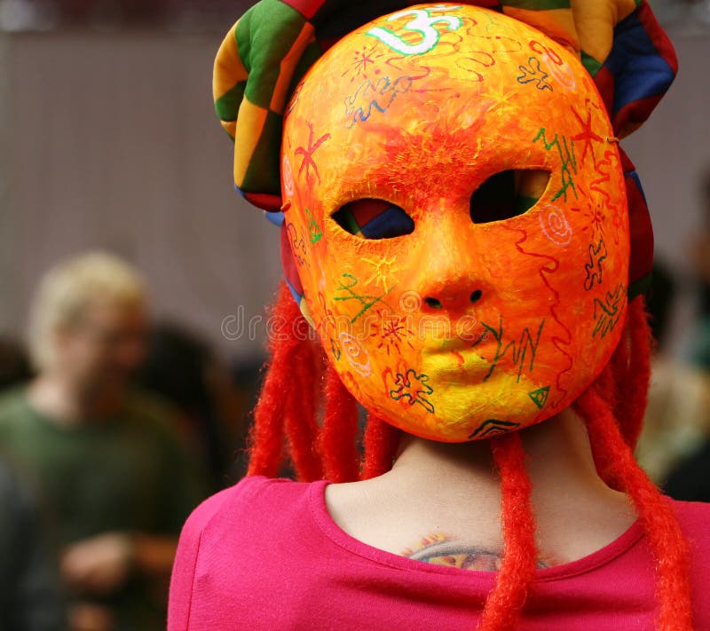 Orange mask stock image. Image of bright, girl, makeup 14639155