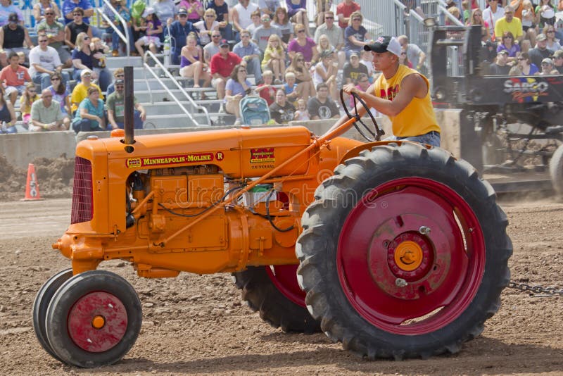 Orange Minneapolis Moline tractor stock photo
