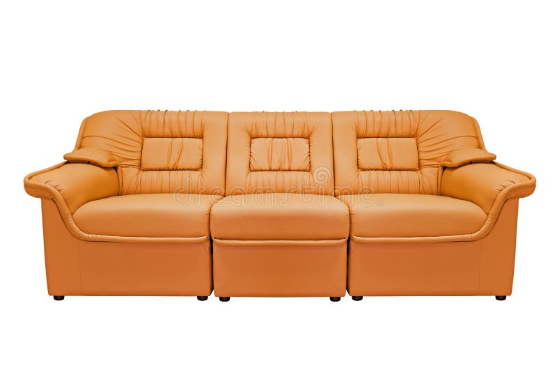 Orange modern sofa stock photo. Image of couch, room 51592438