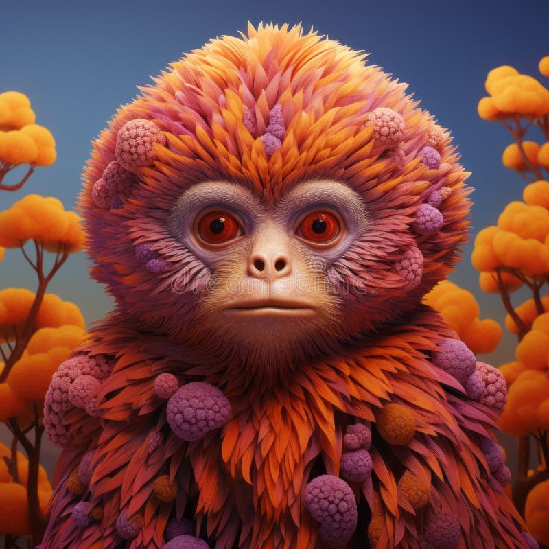 Orange Monkey a Vibrant 3d Animation in the Style of Evgeni Gordiets