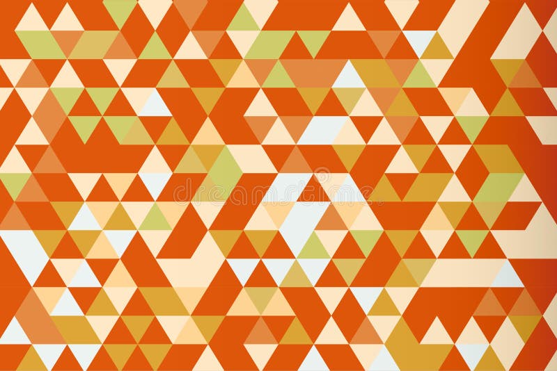 Orange mosaic triangle prism vector background, warm tone