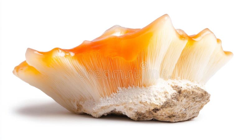 Orange Mushroom Fungi auf weißem, isoliertem Felsenhintergrund vektor abbildung