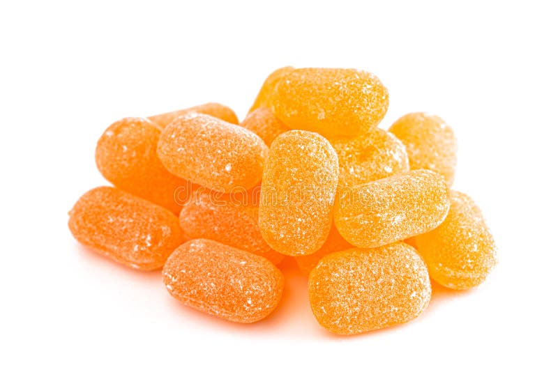Orange Old Fashioned Hard Candies on a White Background Stock Image