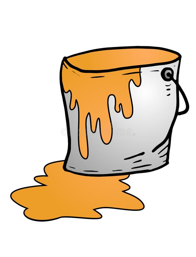 Bucket of orange paint stock illustration. Illustration of household
