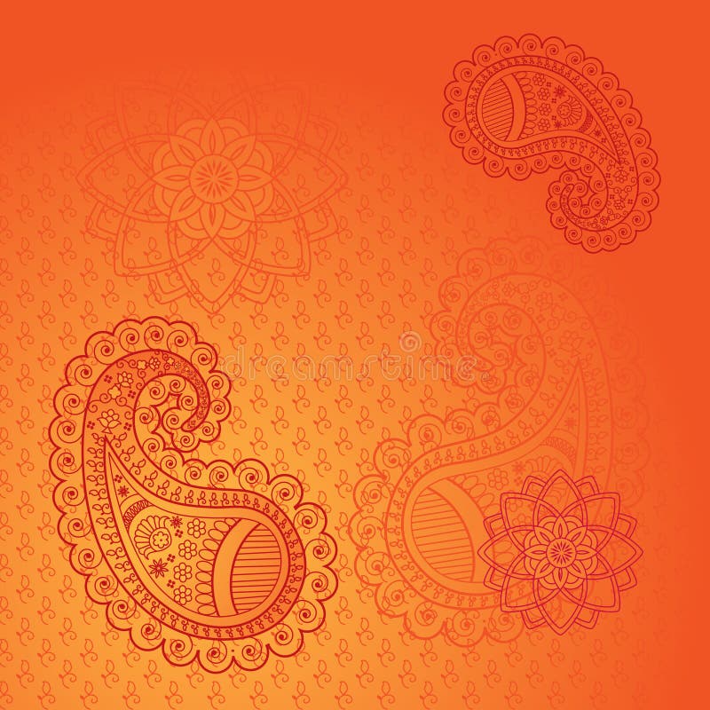 Orange paisley design stock vector. Illustration of decorative - 40351794