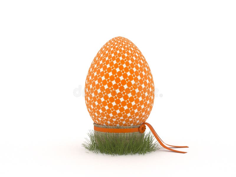 Orange pattern painted easter egg vector illustration