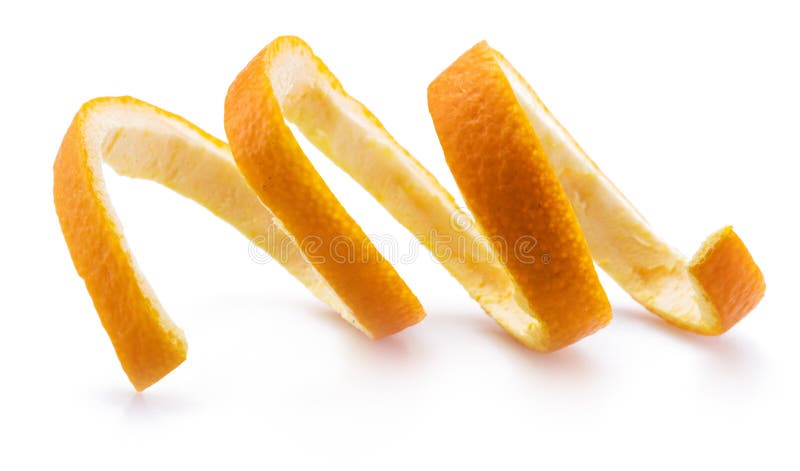 Orange Peel Or Orange Twist On White Background Close Up Stock Image