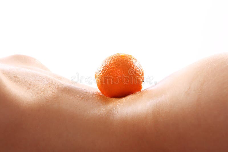 Cheerful Beautiful Woman Naked Shoulders Scrub Stock Photo