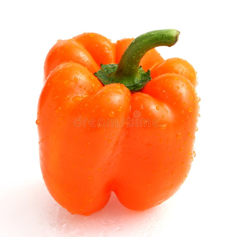 Orange pepper in white background