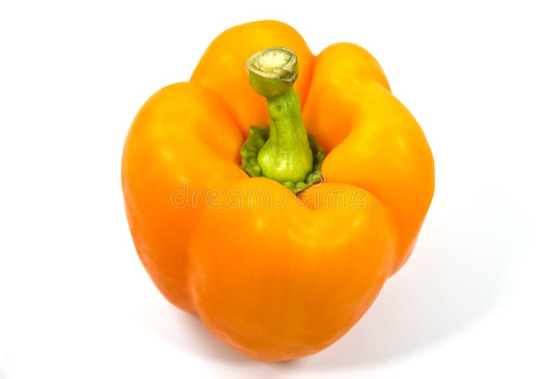 Orange pepper on white background