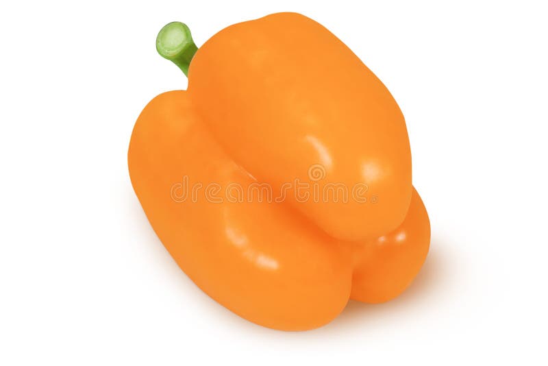 Orange Pepper on an Isolated White Background. Stock Image Image of vegetable, nutrition