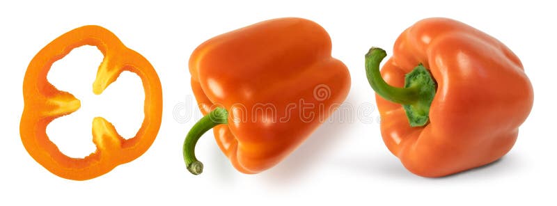 Orange Peppers Isolated on White Background. Top View Stock Image