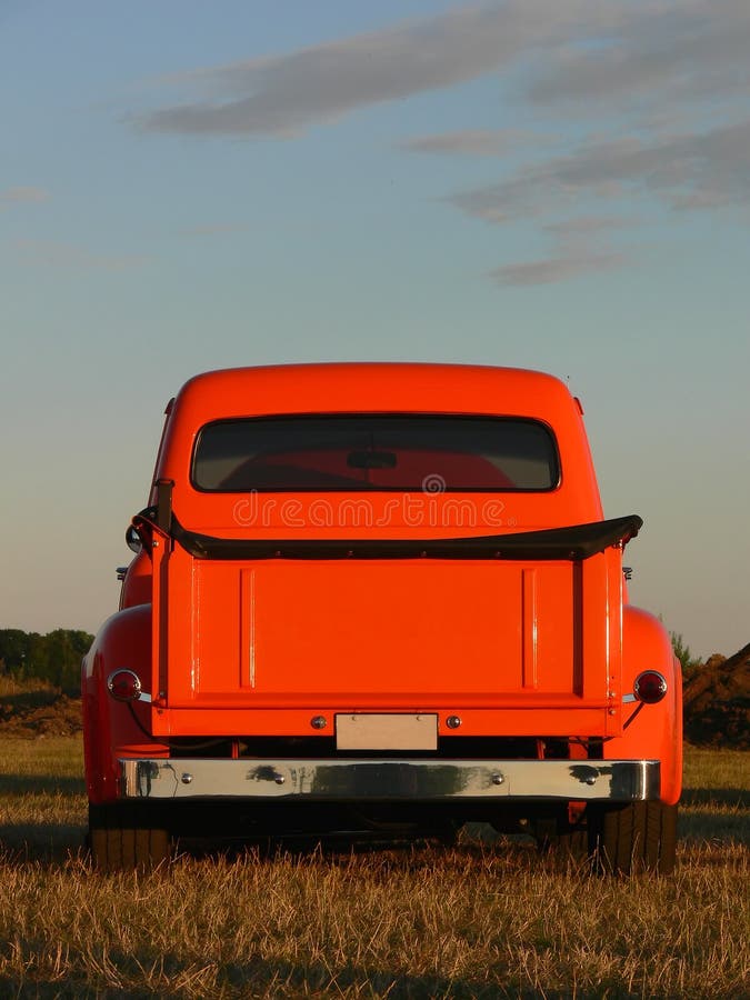Classic Orange Truck stock photo. Image of polish, american 374528