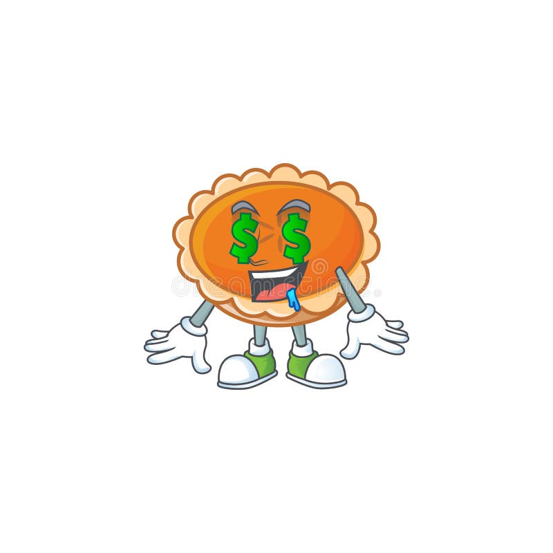 Orange Pie in the Character with Money Eye Stock Vector Illustration