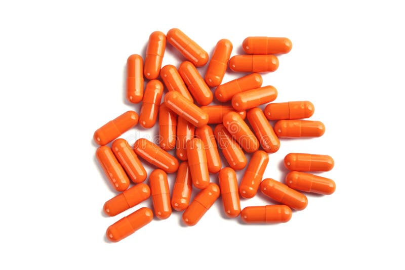 Orange pill capsules stock photo. Image of macro, chemical 35050444