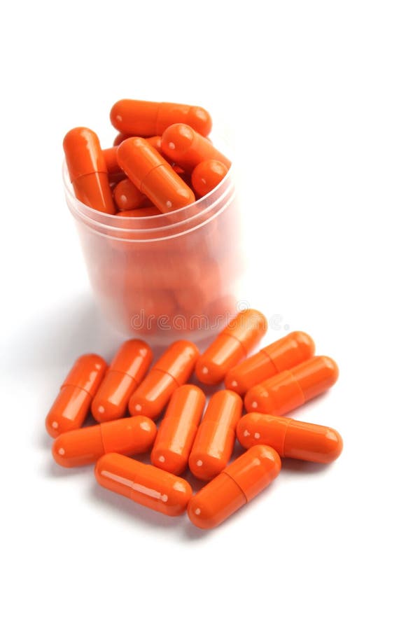 Orange pill capsules stock photo. Image of cure, laboratory 35050484
