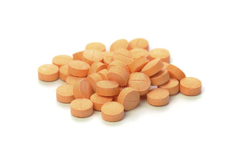 Orange Pills Isolated on White Background Stock Photo Image of care