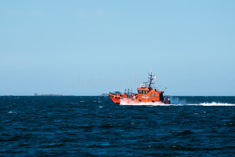 Orange Pilot Boat at Speed royalty free stock images Orange Pilot Boat at Speed royalty free stock images