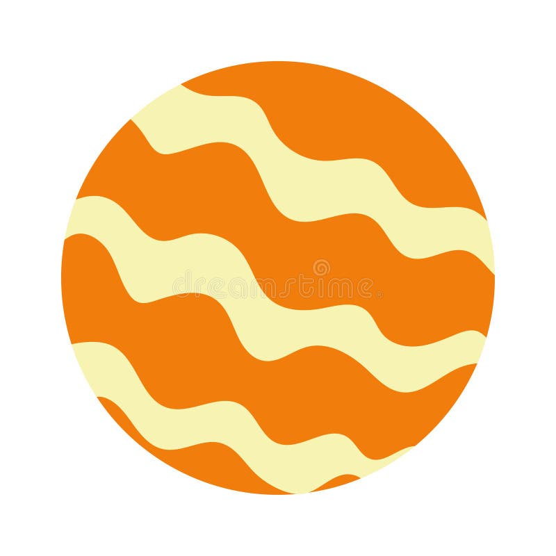 Orange planet with yellow waves. Vector royalty free illustration
