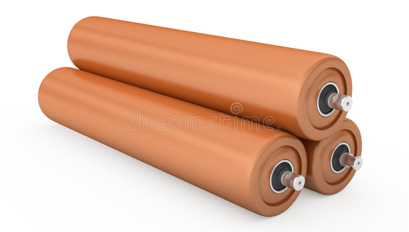 Orange plastic pulley for drum conveyor stock illustration