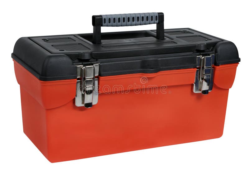 Orange plastic toolbox stock image. Image of container 18167397