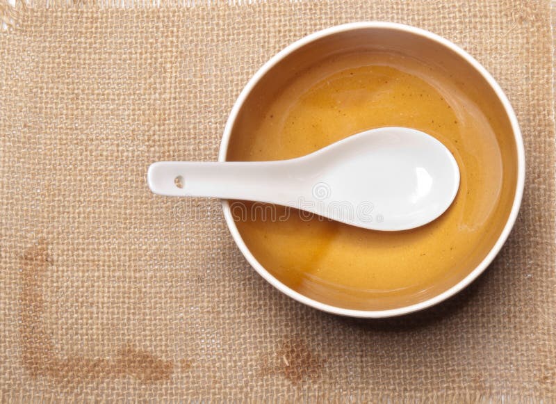 Orange Plate and China Spoon Stock Photo Image of chinaware, plate
