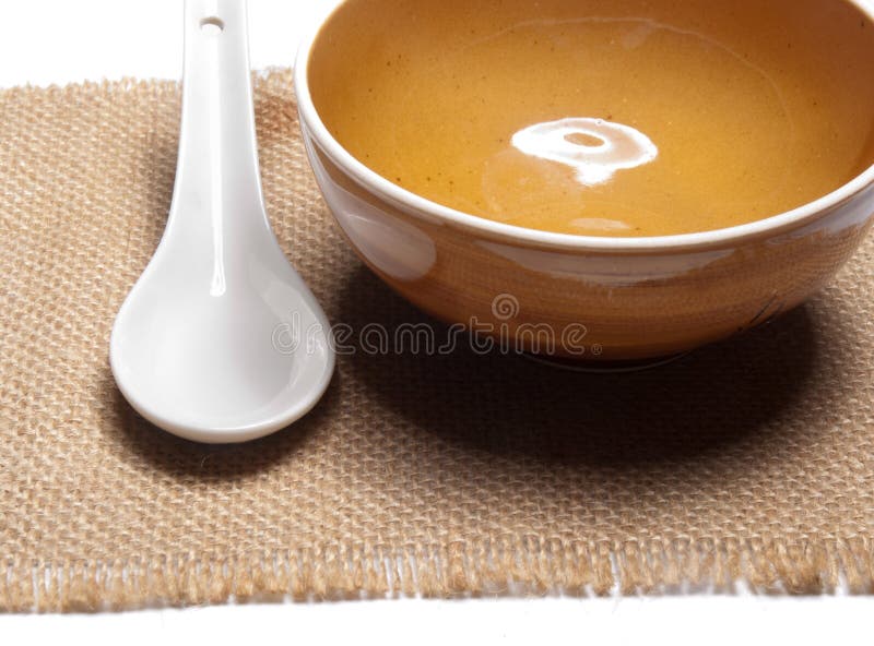 Orange Plate and China Spoon Stock Image Image of diet, porcelain