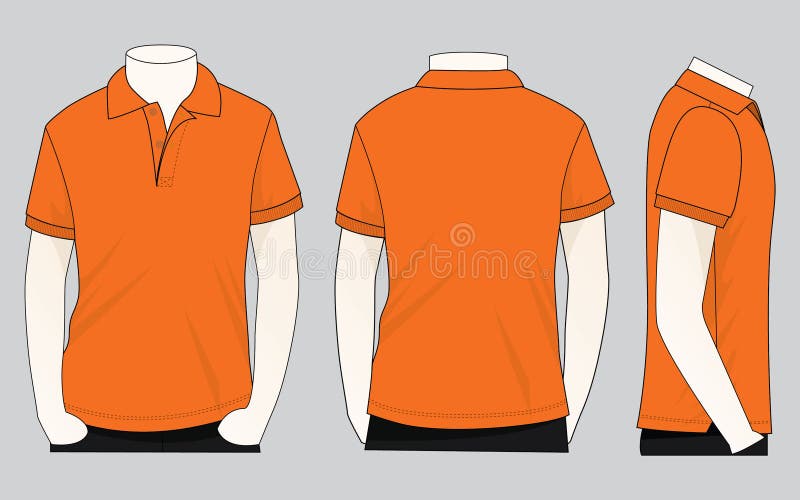 Blank Orange Short Sleeves Polo Shirt Template Vector Stock ...