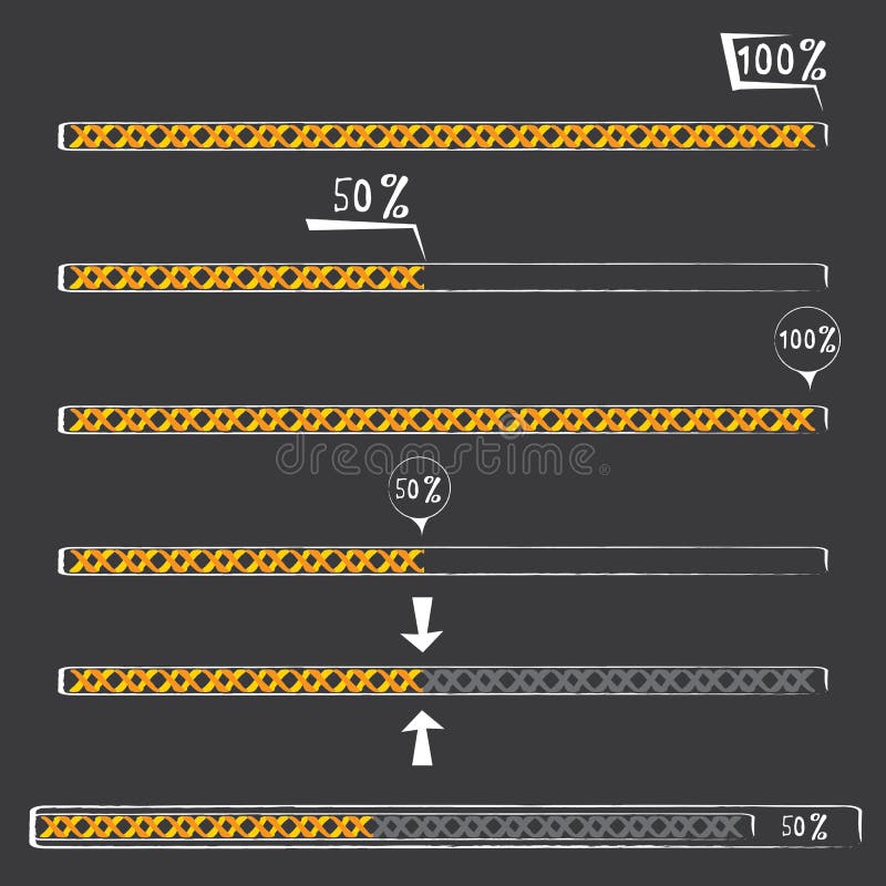 Orange Preloaders and Progress Loading Bars. Stock Vector