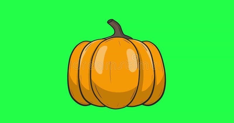 Pumpkin Pop Out Zoom In Animation Green Screen Background stock footage