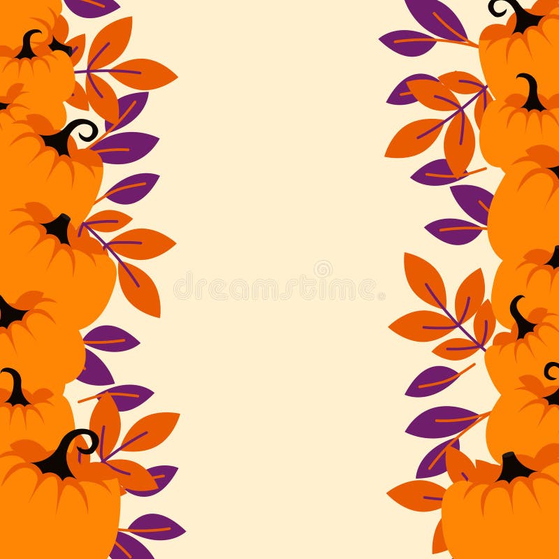 Orange Pumpkins on Peach Light Border Background Flyer Template. Stock ...