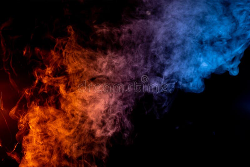 Orange Purple And Blue Smoke On Black Background Stock Photo Image of