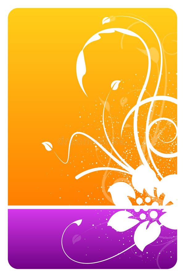 Orange and purple floral design card