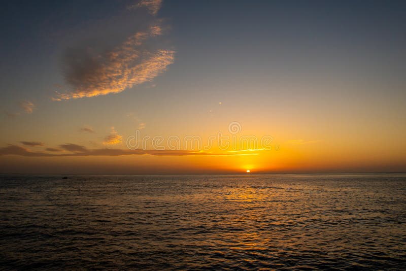 Orange and Purple Sunset Over the Red Sea and Sudanese Mountains on the ...