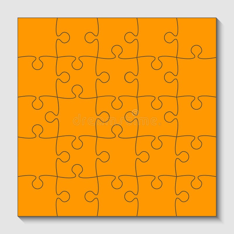 25 Orange Puzzle Pieces Jigsaw Vector Stock Vector Illustration