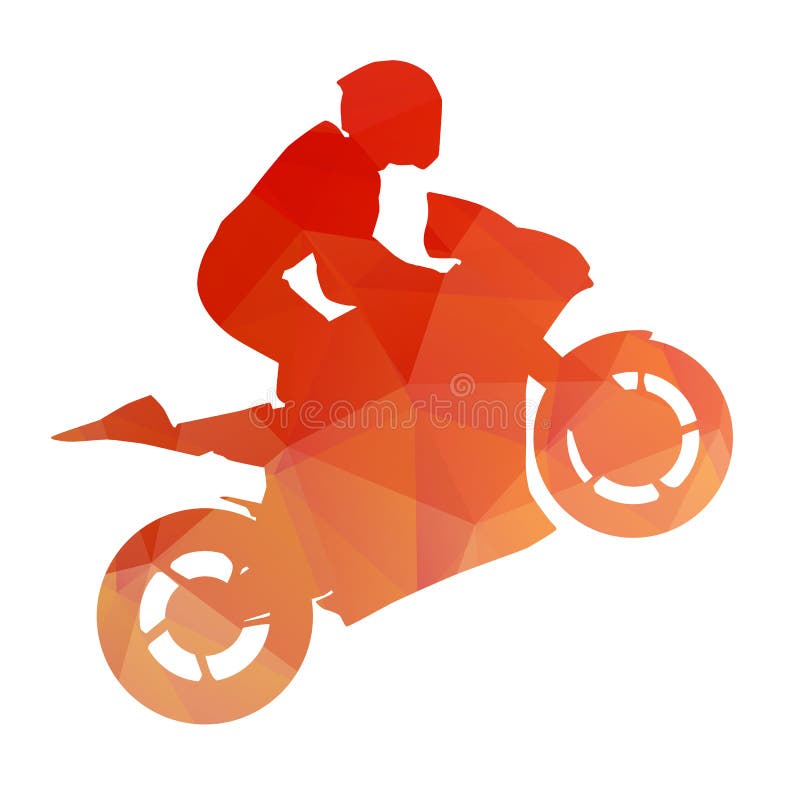 Orange racing bike on the rear wheel vector illustration