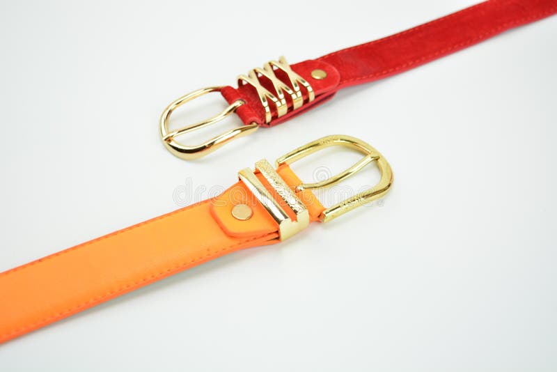 The Single Orange Stripe Belt Stock Image Image of leather, elegance