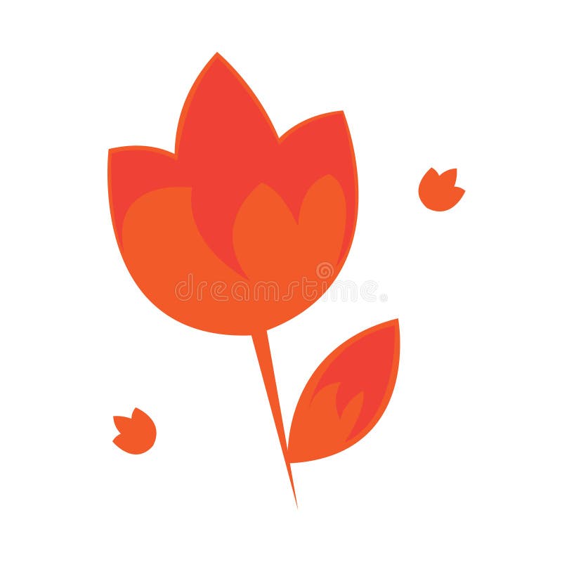Orange Red Flower Symbol Shape White Background Stock Vector