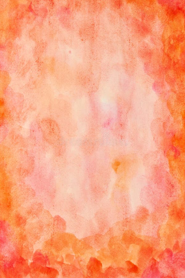 Handmade orange red abstract watercolor background painted on plain paper with a grainy look, using wavy strokes. Handmade orange red abstract watercolor background painted on plain paper with a grainy look, using wavy strokes.