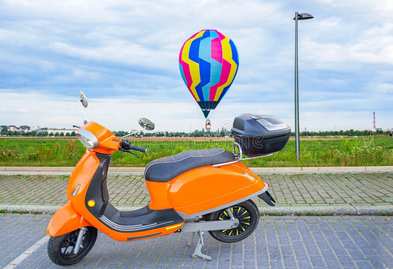 Scooter orange stock image. Image of personal, design 227531017