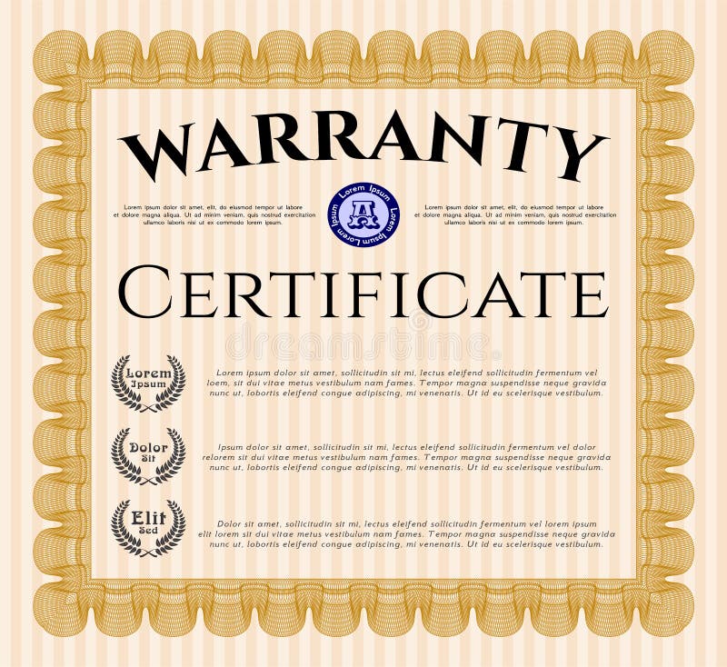 Retro Warranty Certificate Template. Good Design. with Quality Background  Stock Vector - Illustration of promotion, restore: 185956282