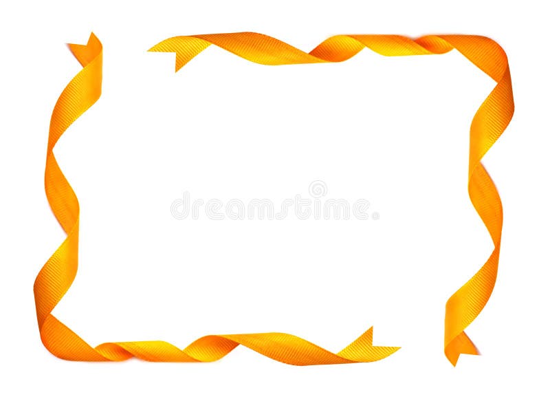 Orange Ribbon Frame on a White Background and Space for Text Stock Photo Image of collection
