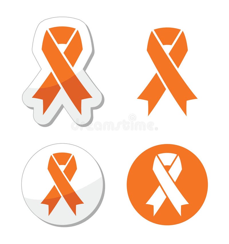 Orange Ribbon Leukemia, Hunger, Humane Treatment of Animals Sign Stock Illustration