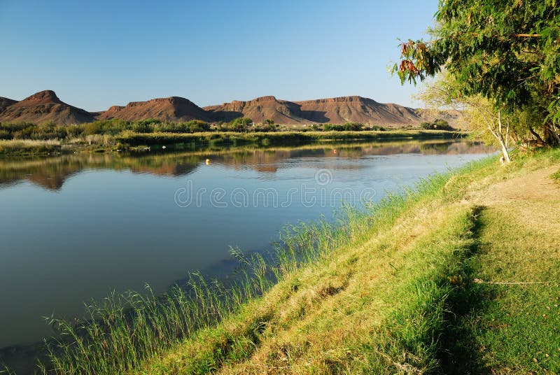 Orange River Panorama, South Africa, Namibia Stock Photo Image of
